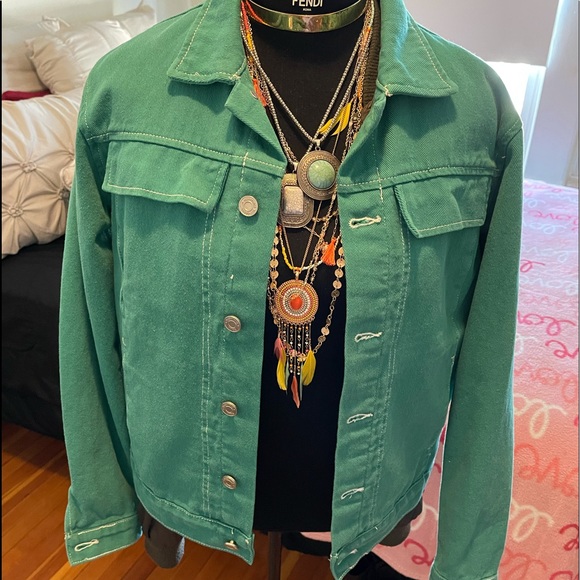 Kelly Green Denim Jacket | Poshmark